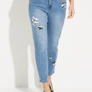 M #4 Joseph Ribkoff, Size 8, Floral Print Jeans Style 231932